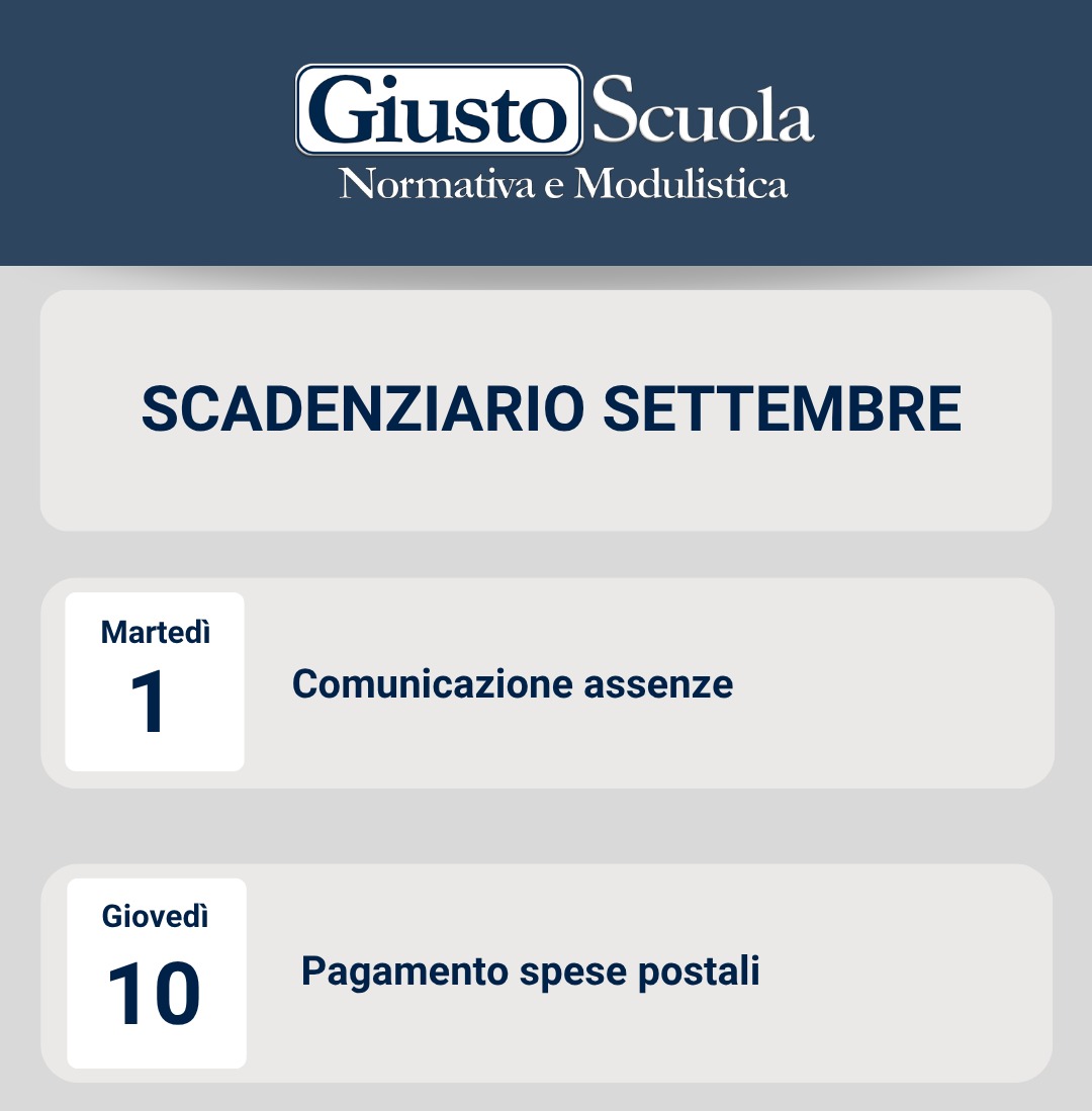 SCADENZIARIO SETTEMBRE